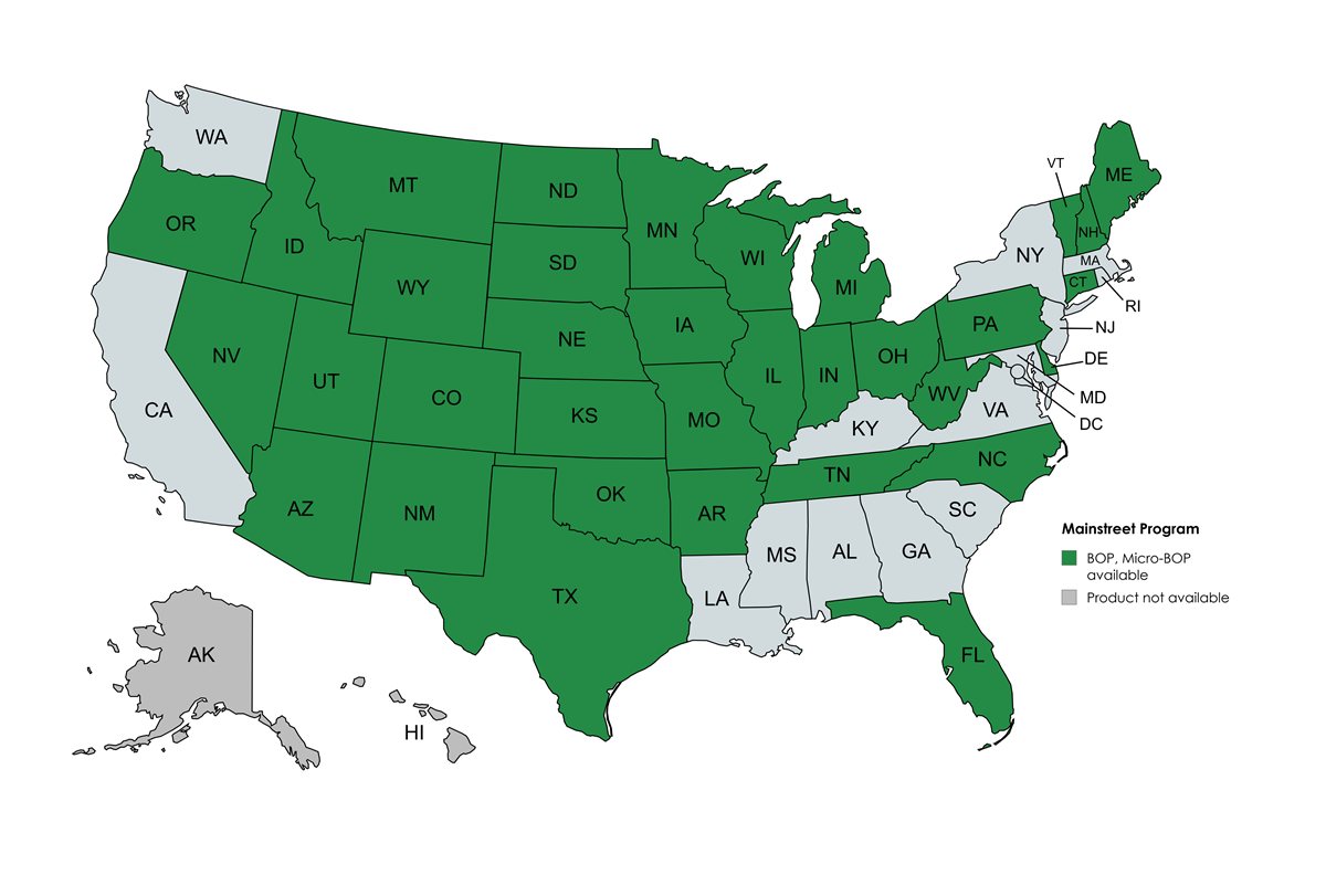 Berkley Small Business BOP MBOP Map 05 12 26
